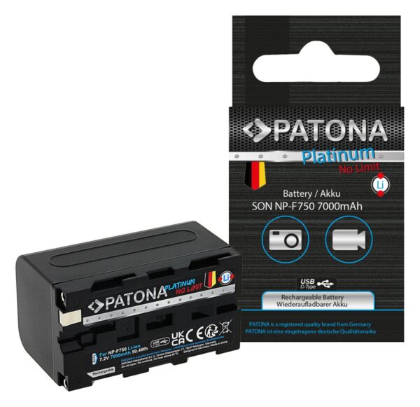 Platinum Battery with USB-C Input Sony NP-F750 F330 F530 F550 F930 F920